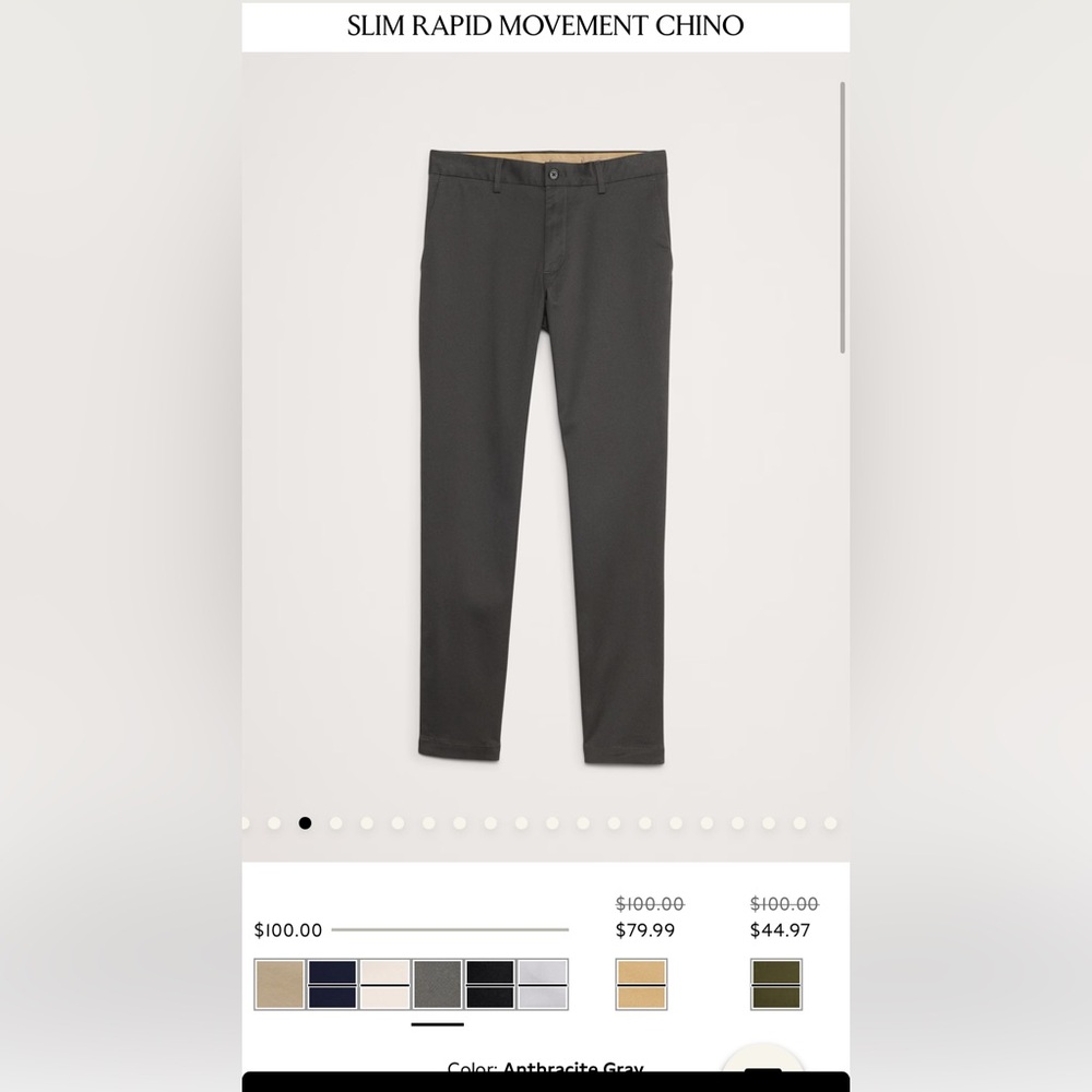 Banana Republic gray charcoal Fulton skinny chinos 29x32